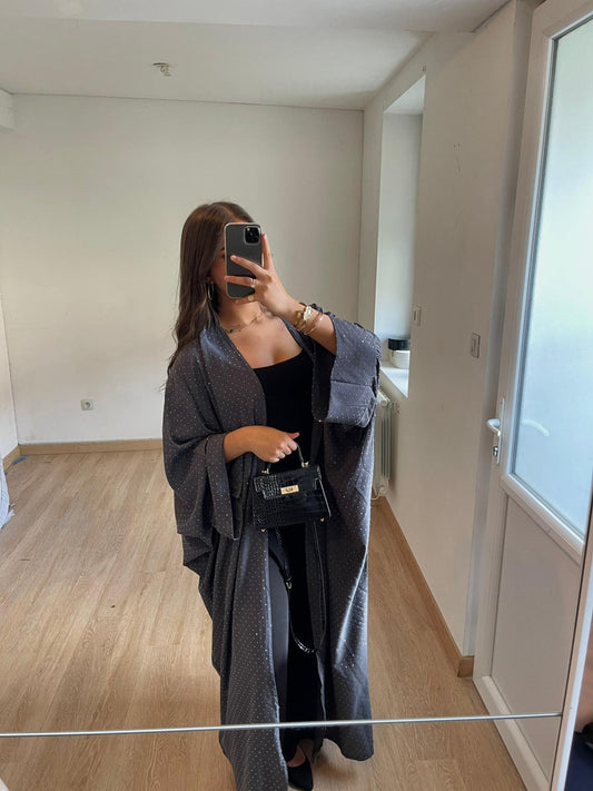 Abaya bleue à strass