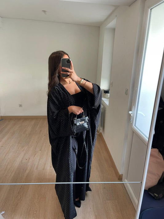 Abaya noire à strass