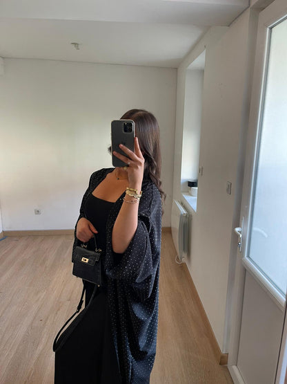 Abaya noire à strass